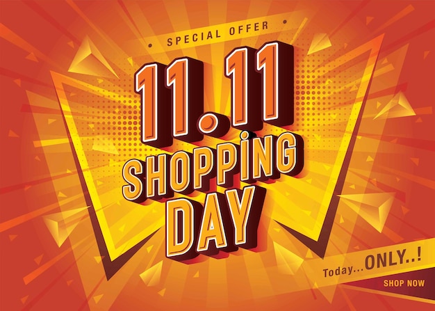 Vector 1111 shopping day sale banner template design speciale aanbieding korting shopping label promotie poster