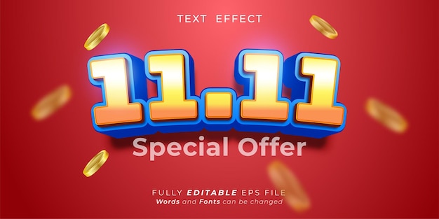 1111 special offer text editable three dimension text effect 3d style