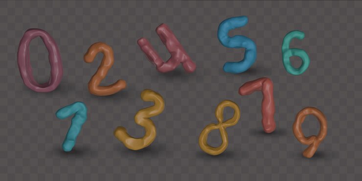 Vector 112 numbers made from plasticinerealistic 3d objects