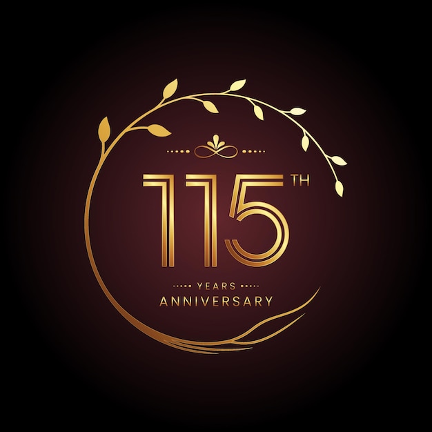 115th anniversary logo design with a golden number and circular tree concept