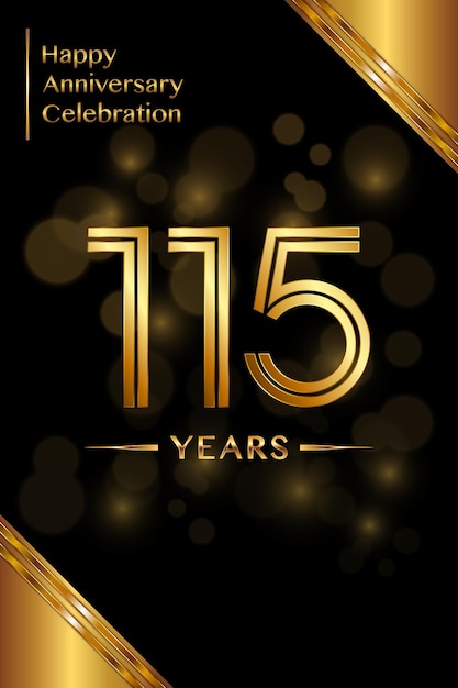 115th Anniversary template design with double line numbers Golden anniversary template Vector