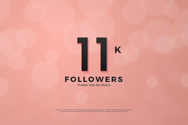 11k Followers with black numbers on pink background