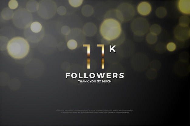 11k Followers with gold numbers on black background