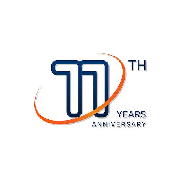 11th anniversary logo with blue numbers and an orange ring in simple and luxury style