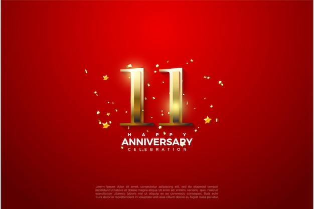 11th Anniversary with shiny golden numerals illustration.