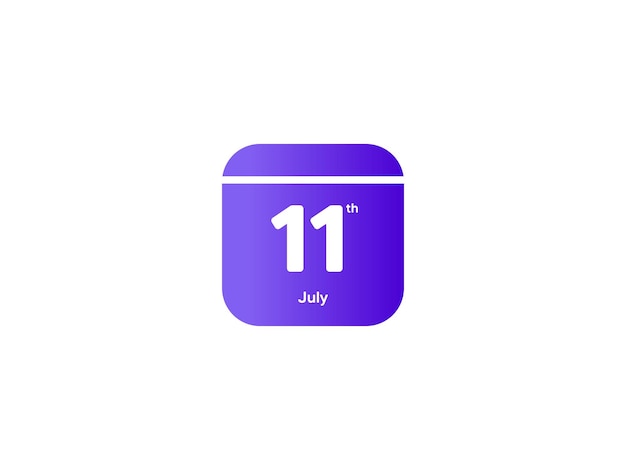 Vector 11th july calendar date month icon with gradient color flat design style vector illustration