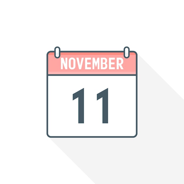 11th November calendar icon November 11 calendar Date Month icon vector illustrator