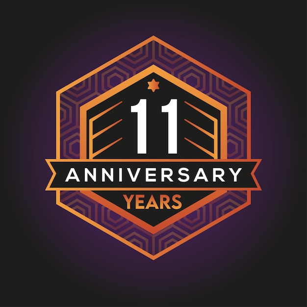 11th year anniversary abstract logo design vector template