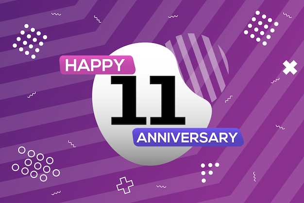 11th year anniversary logo vector design anniversary celebration with colorful geometric shape