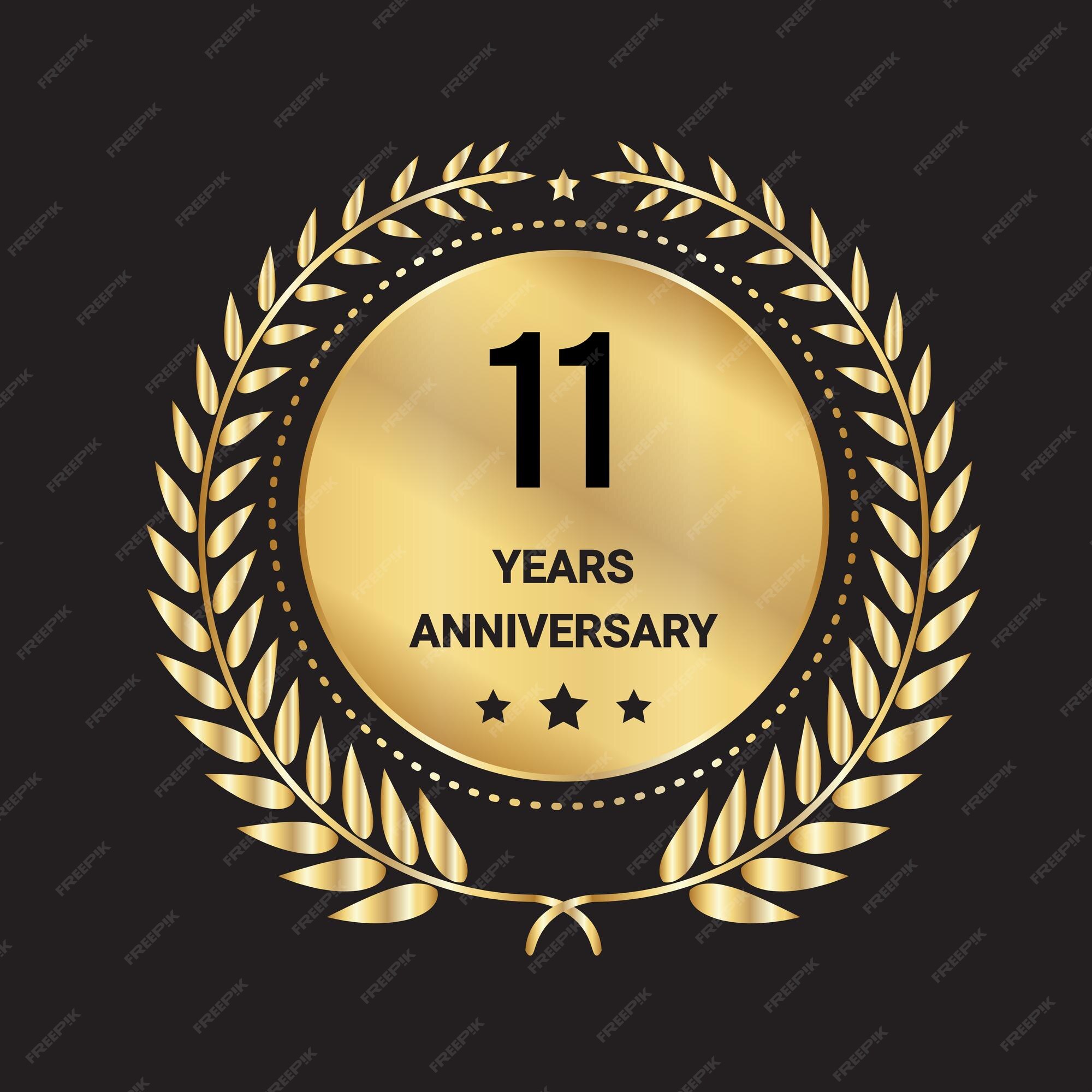 Premium Vector | 11th years anniversary logo design, 11 years anniversary