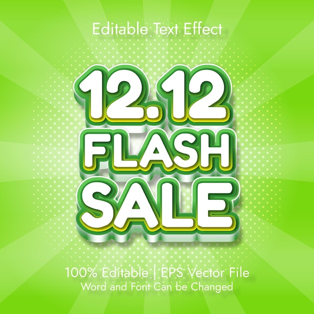 12 12 flash sale 3d редактируемый текстовый эффект premium векторы