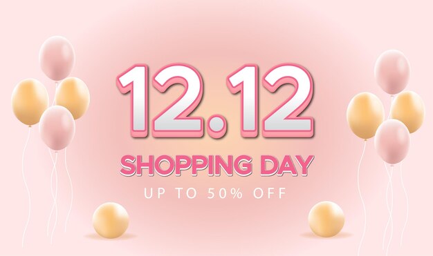 12.12 promotion sales banner with balloons