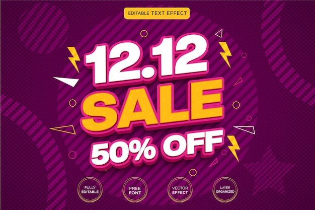 12 12 sale 3d editable text effect Premium Vector with background