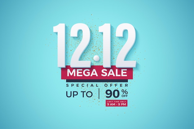 Vector 12 12 sale background with shaded 3d numbers illustration