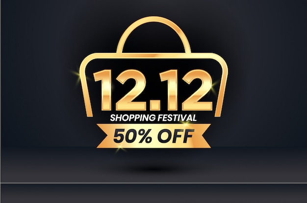 Vector 12.12 sale banner template in black and gold