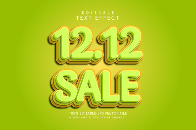 12.12 sale editable text effect 3 dimension emboss modern style