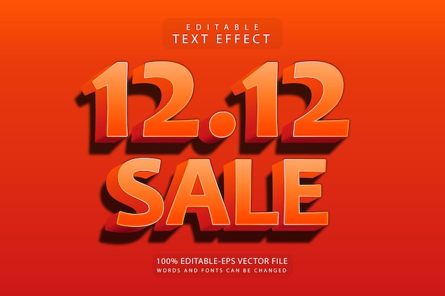 12.12 sale editable text effect 3 dimension modern style