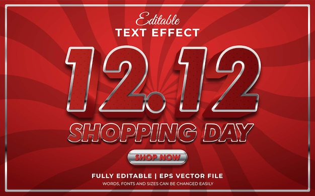 12 12 shopping day banner 3d editable text effect