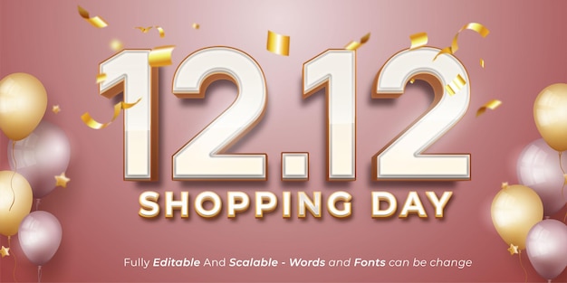 12.12 shopping day editable text style effect suitable for business retail promotion