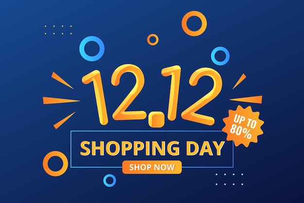 Vector 12.12 shopping day sale banner with geometric shapes design