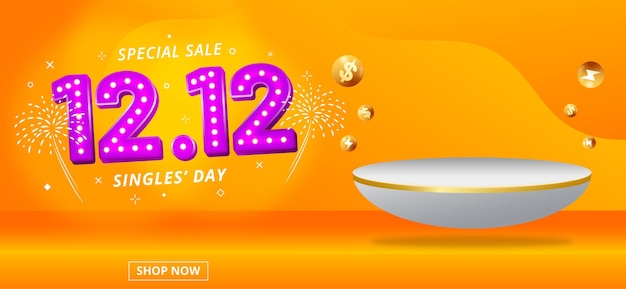 12 12 shopping day sale banner with podium template design