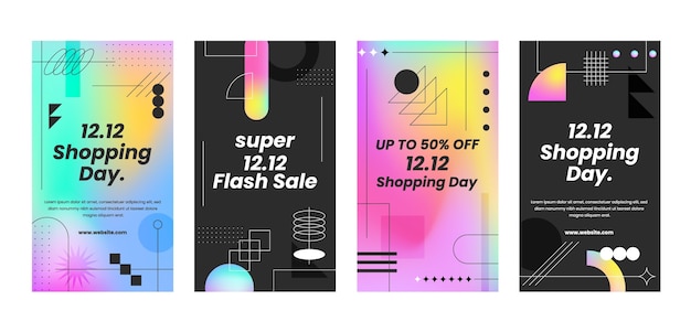 Vector 12.12 shopping day sales instagram stories collection