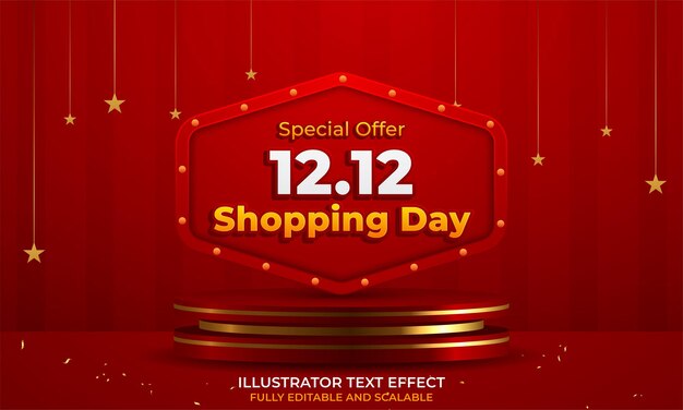 12.12 shopping festival sale banner with gold confetti