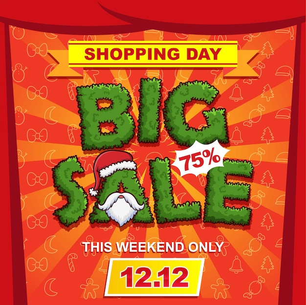 12.12 shopping festival sale with red and green color