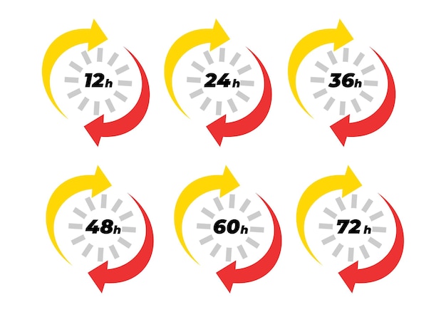 12 24 48 en 72 uur klok pijl vector pictogrammen Bezorgservice