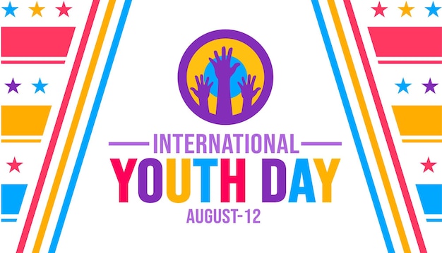 Vector 12 august international youth day background template holiday concept background banner placard