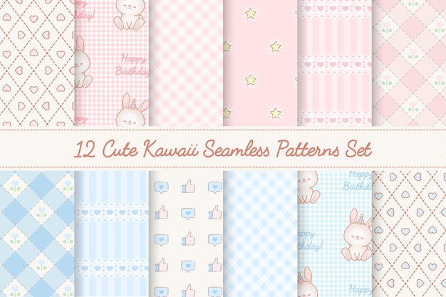 Vector 12 baby showers seamless patterns set