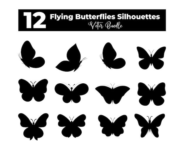 12 butterfly silhouette vectors collection