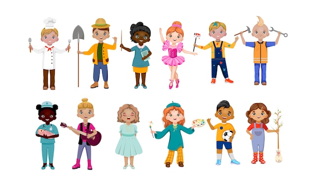 Vector 12 children's professions