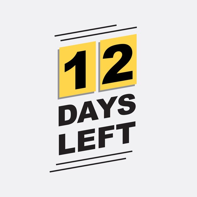 12 dagen tekst aftellen badge zwarte en gele kalender tekst voor winkels bedrijven releases