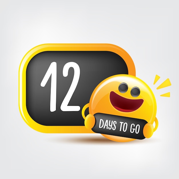 12 days to go banner design template with a smiley face holding countdown