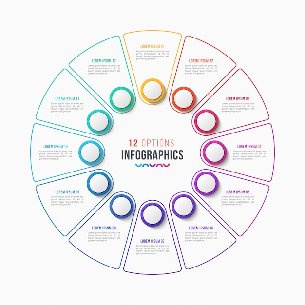 12 delen infographic ontwerp, cirkeldiagram