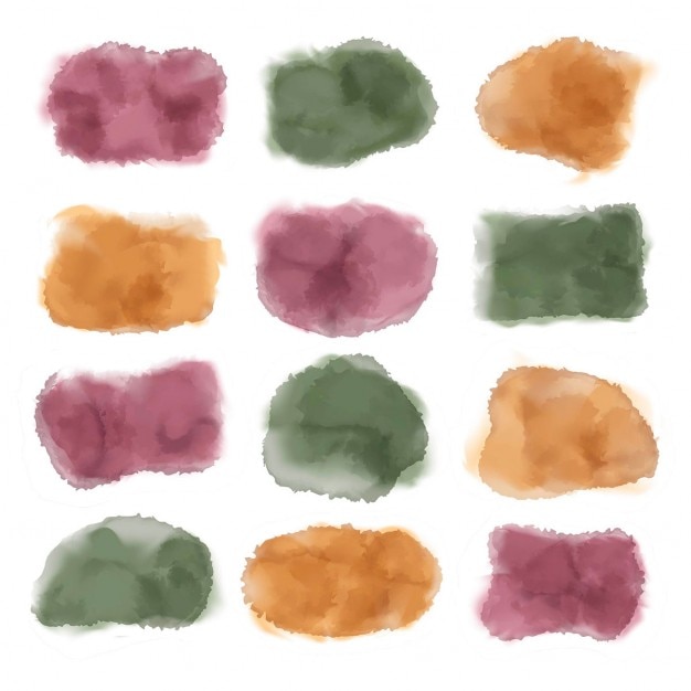 Vector 12 editable watercolor stains