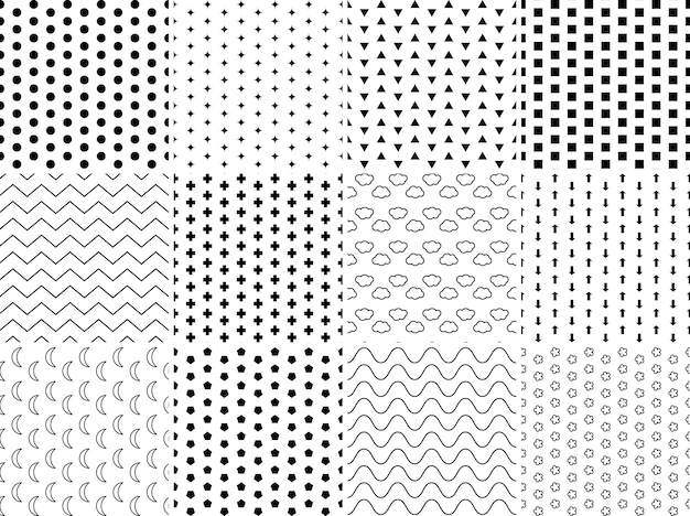 12 eenvoudige geometrische zwart-wit patronen
