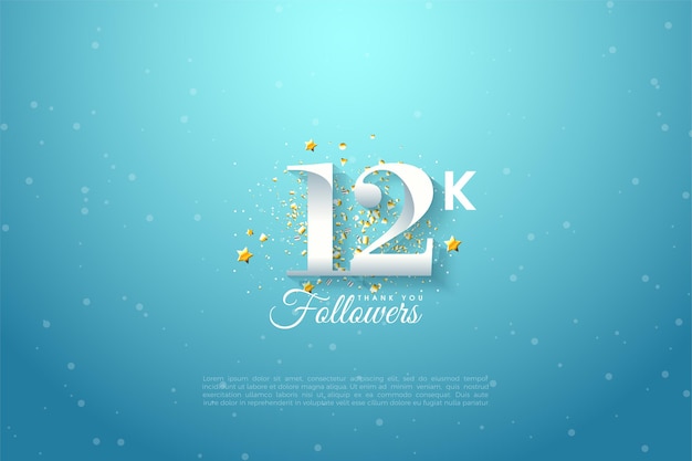 12 followers with illustration on sky background