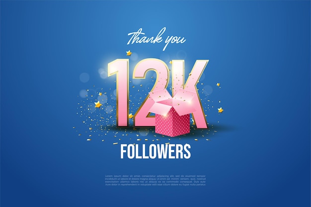 12 followers with numbers and gift box illustration