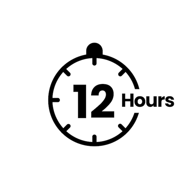 Vector 12 hours clock sign icon