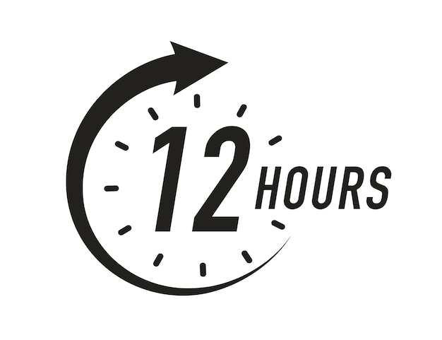 Vector 12 hours timer vector symbol black color