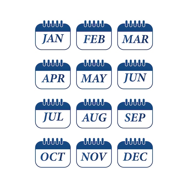 12 maanden kalender iconen vector