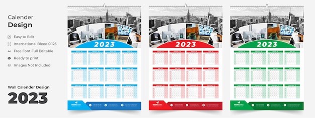 12 maanden wandkalender 2023, modern wandkalender ontwerp voor het nieuwe jaar 2023, wekelijkse wandkalender