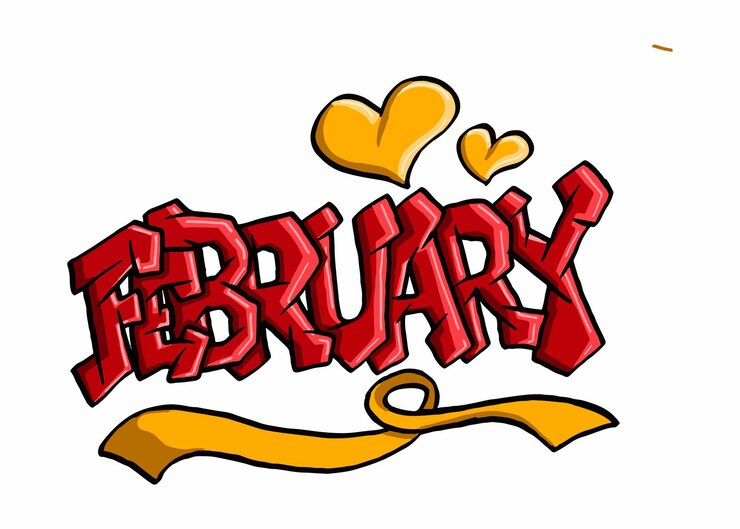 Vector 12 month february graffiti design sublimation