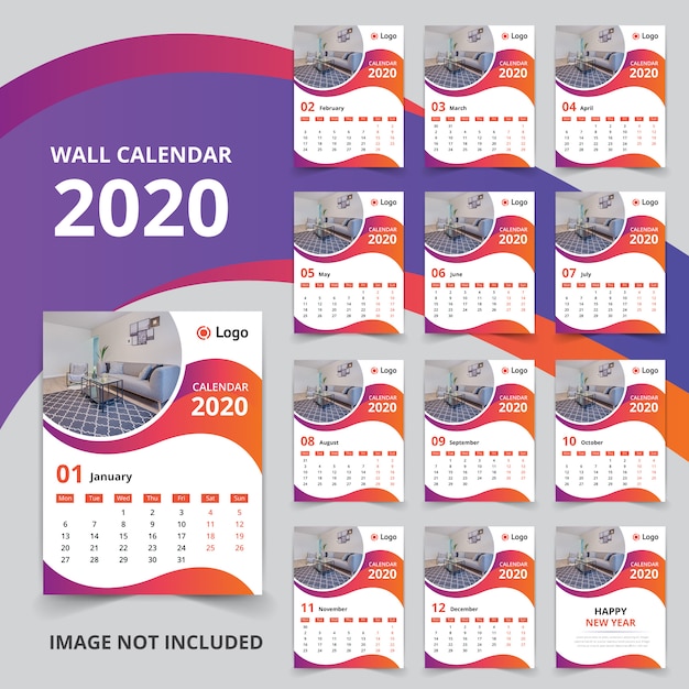 12 months wall calendar 2020