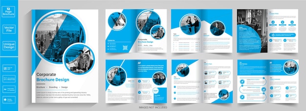 Vector 12 page abstract brochure design company profile brochure designhalf fold brochurebifold brochure