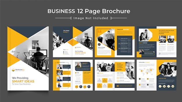 Vector 12 page business brochure design template