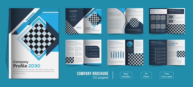 12 страниц креативного и минималистского дизайна шаблона профиля компании