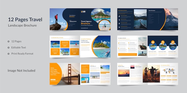 Vector 12 pages  travel business landscape brochure